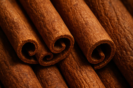 Cinnamon sticks close up, macro shot, shallow depth of fieldの素材