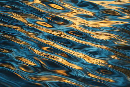 abstract background of blue and yellow water with ripples and wavesの素材
