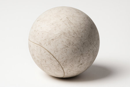 Worn Lacrosse Ball â Vintage Texture, Sport, White Backgroundの素材