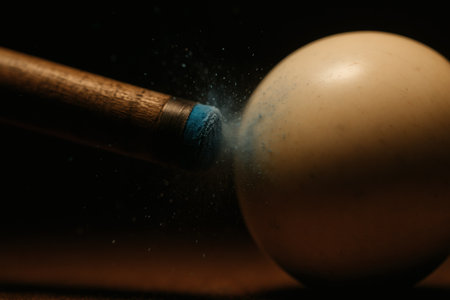 Cue Ball Impact on Black â Dynamic Billiards Shot, Sports Conceptの素材