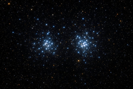 Double Cluster â Twin Star Clusters NGC 869 and NGC 884 in Perseus Constellation and Deep Space Beautyの素材