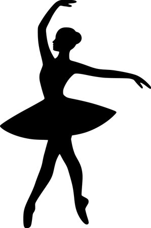 Ballet Dancer Silhouette Icon. Minimalist Vector for Modern Dance Posters and Performance Artのイラスト素材