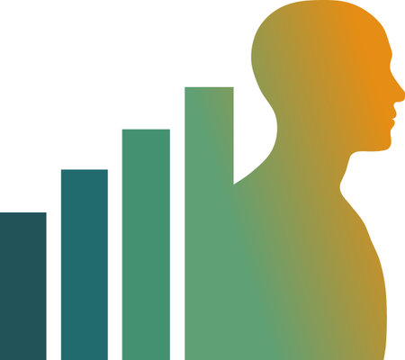 Vector illustration of a man silhouette with bar chart on a white backgroundのイラスト素材