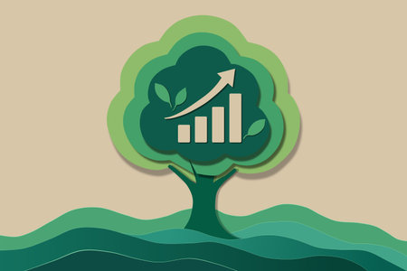 Business Growth Tree from Layered Paper Folds. Vector Concept for Strategy, Success, and Innovationのイラスト素材