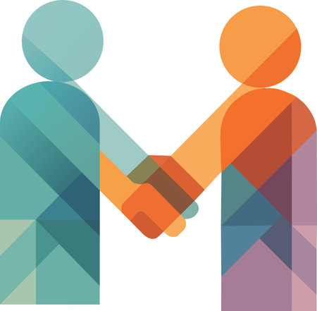 Handshake icon, vector illustration. Flat design style with long shadowのイラスト素材