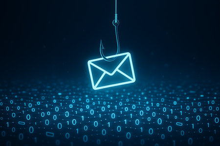 Phishing Email Concept Illustration. Cybersecurity Image for Fraud Prevention and Data Protectionの素材
