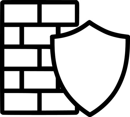 Minimal Thin-Line Firewall Icon on White Background. Security, firewall, protection, cyber, network, iconのイラスト素材
