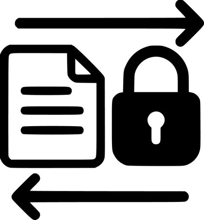 Secure Data Protection Symbol in Minimal Monochrome Style. Security, data, lock, privacy, cyber, iconのイラスト素材