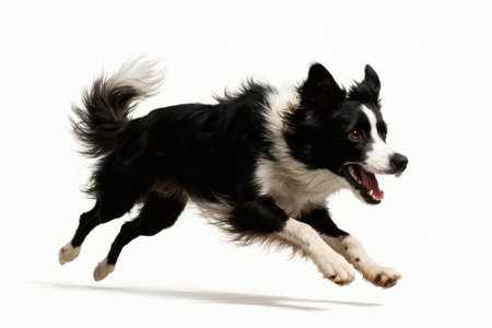 Running Border Collie in Action Motion Capture. Border collie dog, running pet, fast athletic breed photoの素材