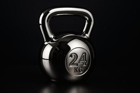 Luxury Kettlebell Close Up with Sleek Metallic Finish. Kettlebell, fitness, strength, gym, workout, training, exerciseの素材