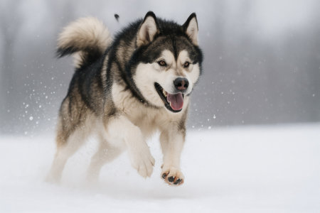 Malamute Snow Dash Winter Dog Macro Action Sled Animal Snow Adventure Backgroundの素材
