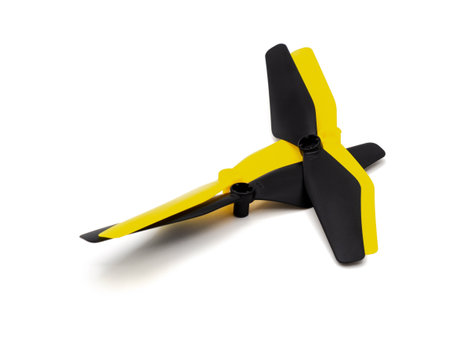 Black and yellow blades from a flying drone. Spare parts for repairing the quadcopter.の写真素材