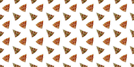 Seamless repeating pizza pattern. Geometric background of elements of Italian cuisine. Food...