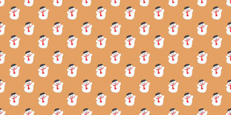Seamless pattern with ginger cookies in the form of a snowman. Symmetrical New Year's pattern on a brown background.の写真素材