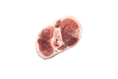 Frozen fish semi-finished steak isolated on a white background.の写真素材