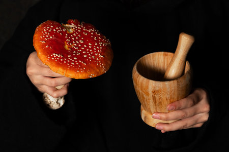 Person with amanitaの写真素材