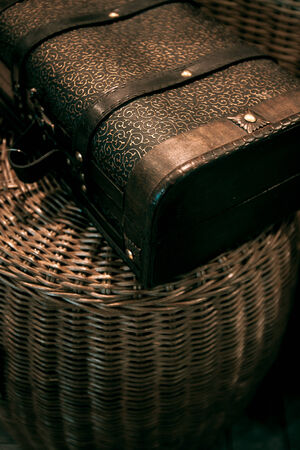 Overlooking decorated scene with teapot, candles and flowersの写真素材