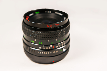 Black Macro Lens isolate on a white backgroundの写真素材