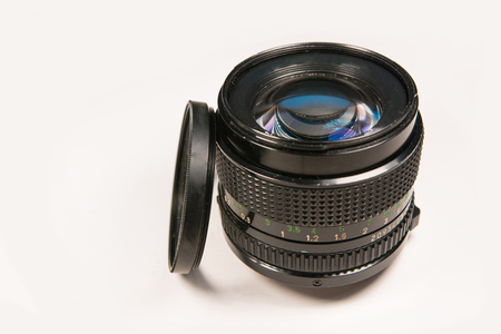 Black Lens isolate on a white background.の写真素材