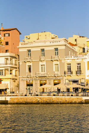 View of the old town of Agios Nikolaos in Crete.の写真素材