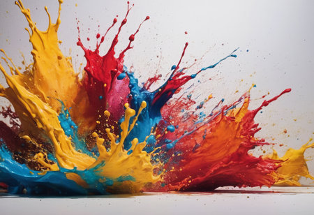 Colorful paint splashes isolated on white background. Abstract art.の素材