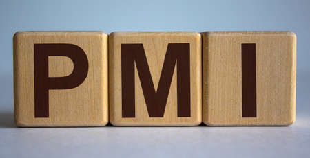 Concept word 'PMI' on cubes on a beautiful white background.の写真素材