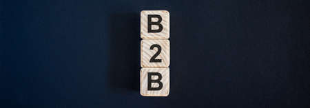 concept word B2B on cubes on a beautiful dark backgroundの写真素材