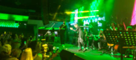 Abstract Blur Focus of light and people in concertの写真素材