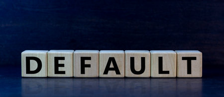 Default symbol. Concept word 'default' on wooden cubes on a beautiful dark wooden background. Wooden table. Copy space. Business and default concept.の写真素材