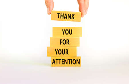 Thank you for attention symbol. Concept words Thank you for your attention on wooden blocks on...