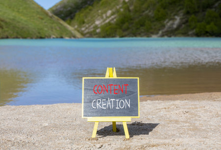 Time for content creation symbol. Concept words Content creation on beautiful black blackboard....