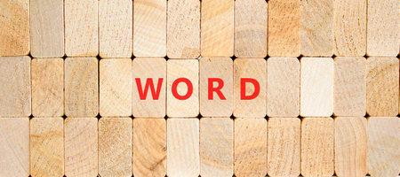 Word symbol. Concept word Word on beautiful wooden blocks. Beautiful wooden blocks background. Business, lifestyle, support and word concept. Copy space.の写真素材