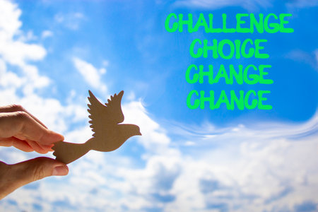 Challenge choice change chance symbol. Concept words Challenge choice change chance on beautiful...