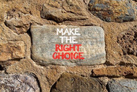Make the right choice symbol. Concept words phrase Make the right choice on beautiful gray stone...