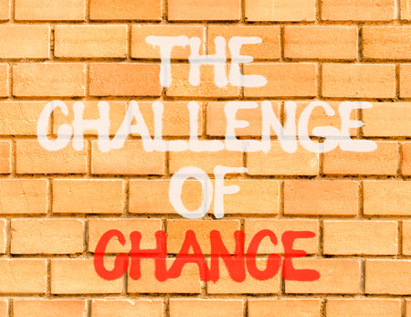 The challenge of chance symbol. Concept words phrase The challenge of chance on beautiful brown brick wall. Beautiful brown brick wall background. Business The challenge of chance concept. Copy space.の写真素材