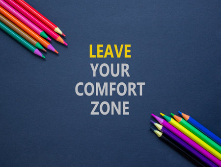 Leave your comfort zone symbol. Concept words Leave your comfort zone on beautiful black paper. Beautiful black paper background. Business psychological Leave your comfort zone concept. Copy space.の写真素材