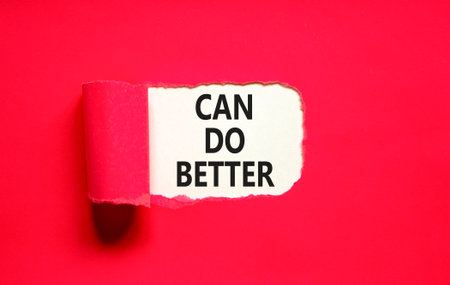 Can do better symbol. Concept words Can do better on beautiful white paper. Beautiful red paper...
