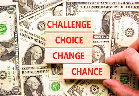 Challenge choice change chance symbol. Concept words Challenge choice change chance on beautiful...
