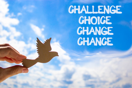 Challenge choice change chance symbol. Concept words Challenge choice change chance on beautiful...