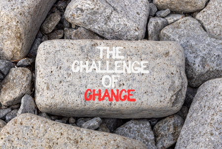 The challenge of chance symbol. Concept words phrase The challenge of chance on beautiful gray stone. Beautiful gray stone beach background. Business The challenge of chance concept. Copy space.の写真素材