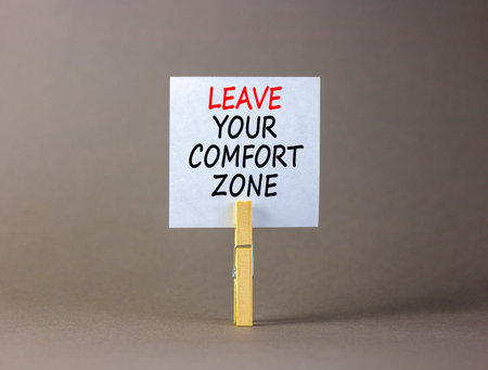 Leave your comfort zone symbol. Concept words Leave your comfort zone on beautiful white paper....