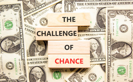 The challenge of chance symbol. Concept words phrase The challenge of chance on beautiful blocks....