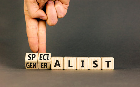 Specialist or globalist symbol. Concept words Specialist Globalist on beautiful wooden blocks....