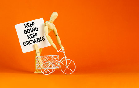 Keep going and growing symbol. Concept words phrase Keep going keep growing on beautiful white paper...