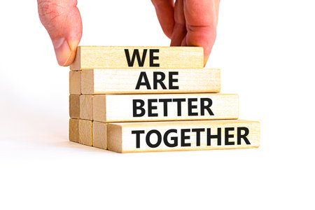 We are better together symbol. Concept words phrase We are better together on beautiful wooden...