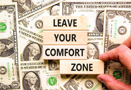Leave your comfort zone symbol. Concept words Leave your comfort zone on beautiful wooden blocks....