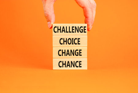 Challenge choice change chance symbol. Concept words Challenge choice change chance on beautiful...