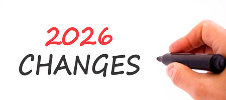 2026 Changes symbol. Concept words 2026 Changes on beautiful white paper. Beautiful white paper...