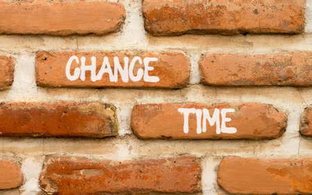 Chance time symbol. Concept word Chance time on beautiful old brown brick wall. Beautiful old brown brick wall background. Old brick wall. Business chance time concept. Copy space.の写真素材