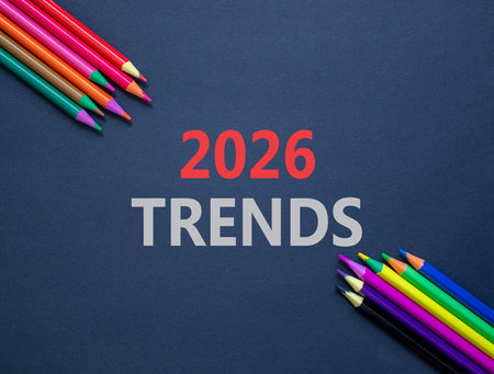 2026 Trends new year symbol. Concept words 2026 Trends on beautiful black paper. Beautiful black...
